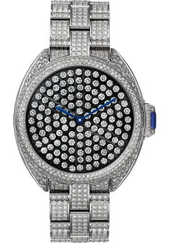 Cartier Cle de Cartier Serti Vibrant Limited Edition of 30 Watch - 40 mm White Gold Diamond Case - White Gold Nac-Treated Dial - Diamond Bracelet - HPI01063