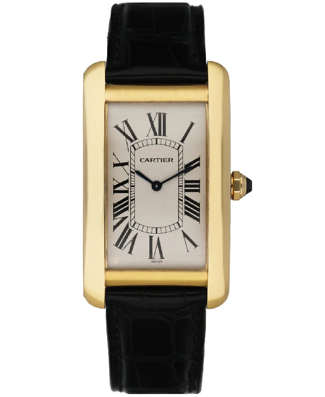 Cartier Tank Americaine Large 1735 18k Yellow Gold  Mens Watch