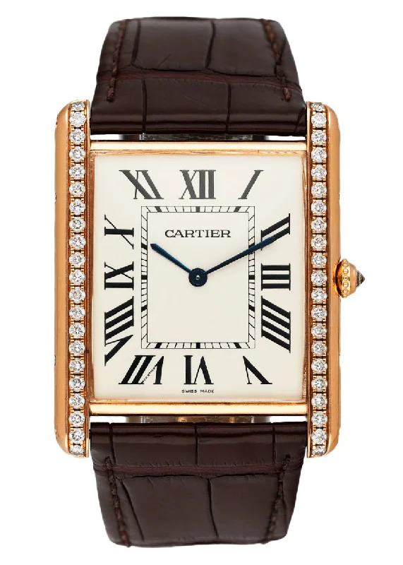 Cartier Tank Louis XL WT200005 Diamond 18K Rose Gold Mens Watch