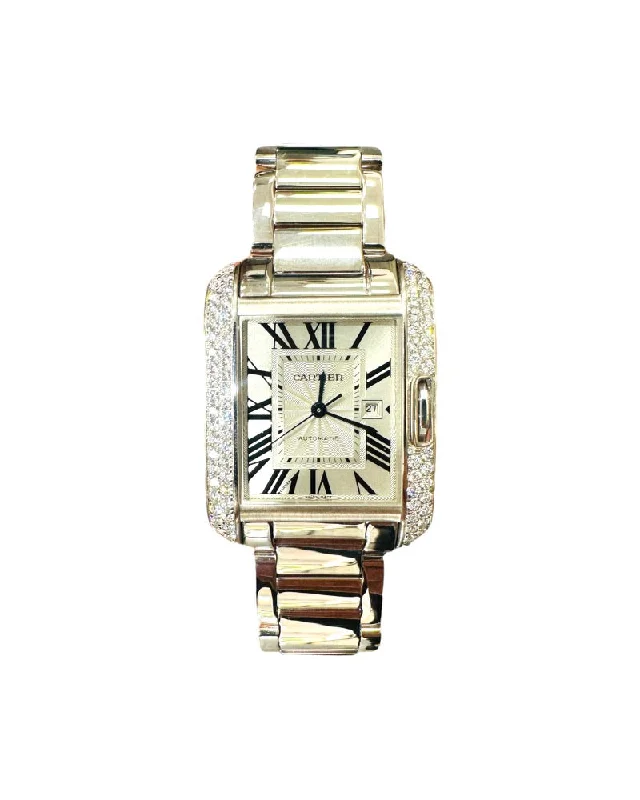 Cartier Tank Anglaise WT100009 White Gold Factory Diamond Box & Papers PreOwned