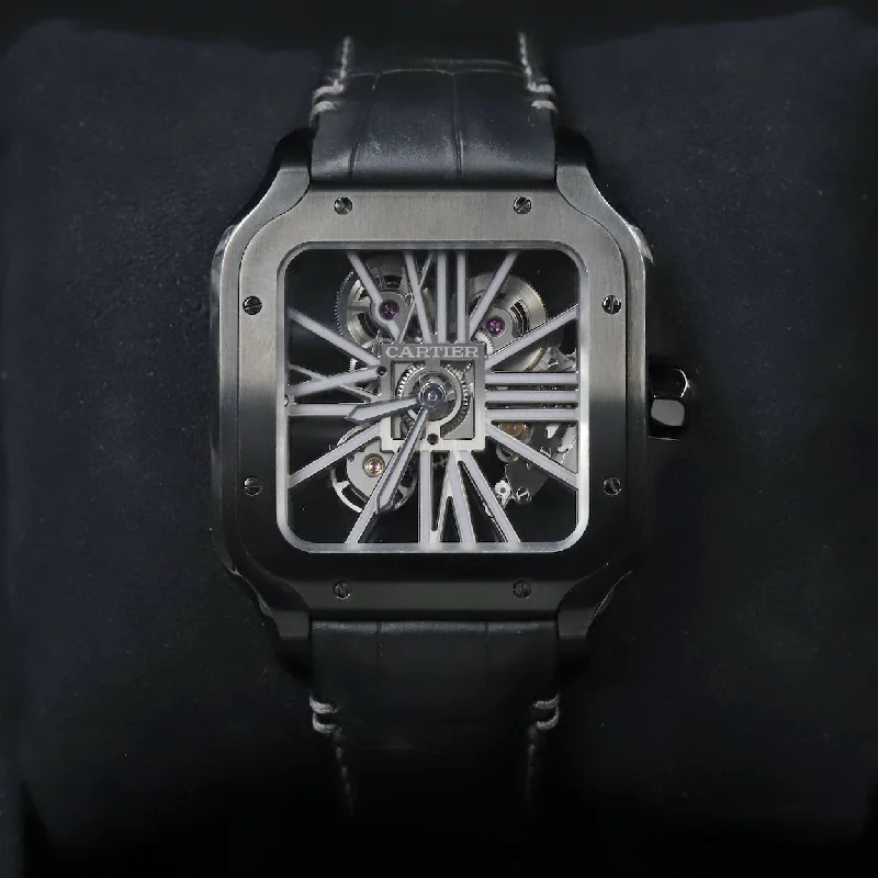 Cartier<br>WSSA0039 Santos De Cartier Black ADLC Skeleton Dial