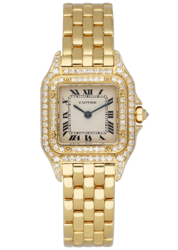 Cartier 1280/2 18K Yellow Gold & Diamond Ladies Watch