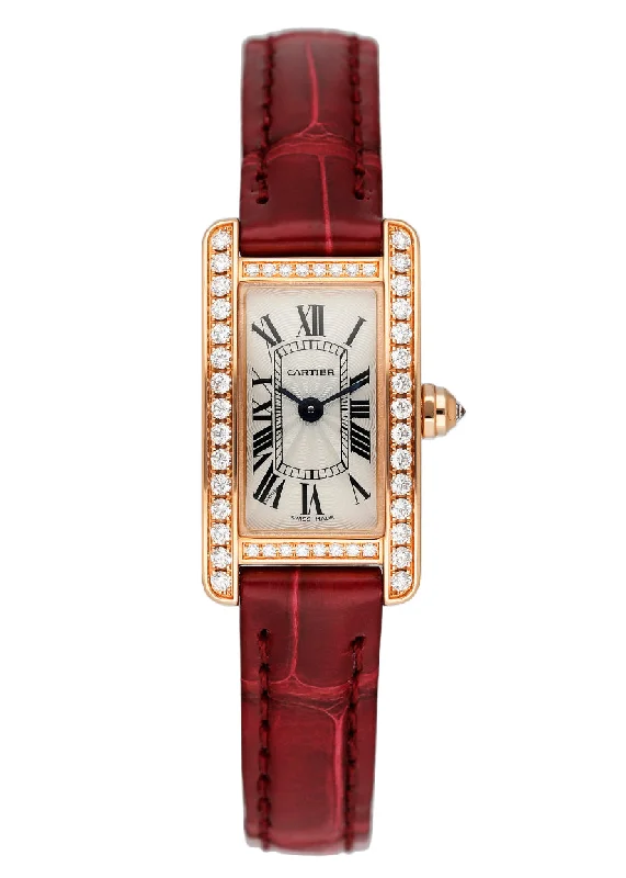 Cartier Tank Americaine Mini 3673 18K Rose Gold Ladies Watch Box Papers