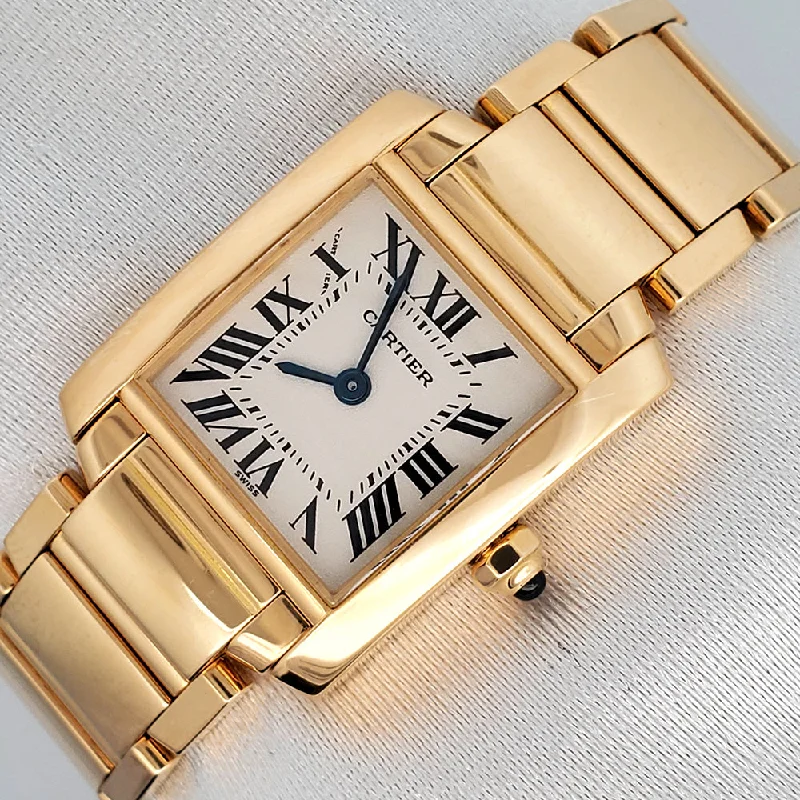 Cartier Tank Francaise Small 20mm 18K Yellow Gold Roman Dial Ladies Watch W50002N2 Box Booklet