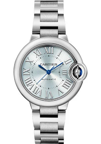 Cartier Ballon Bleu de Cartier Watch - 33 mm Steel Case - Blue Silvered Sunray-Brushed Dial - Interchangeable Bracelet - WSBB0062