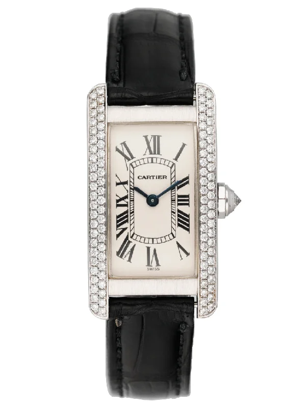 Cartier Tank Americaine 1713 18K White Gold Diamond Ladies Watch