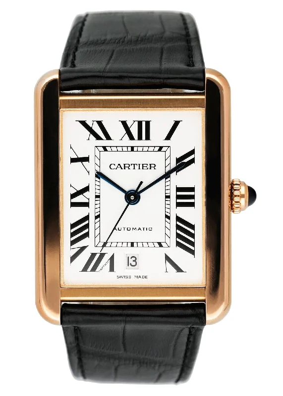 Cartier Tank Solo XL W5200026 18K Rose Gold Mens Watch Box & Papers