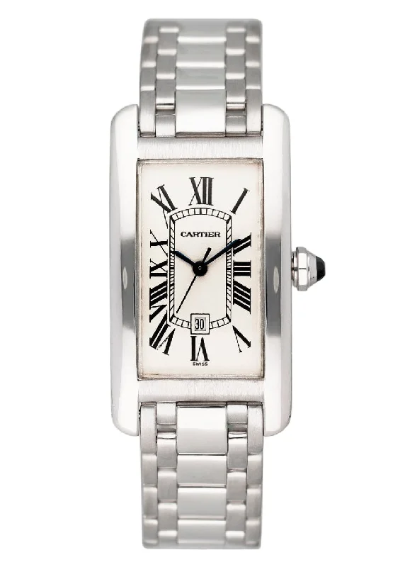 Cartier Tank Americaine W2603656 18K White Gold Automatic Watch