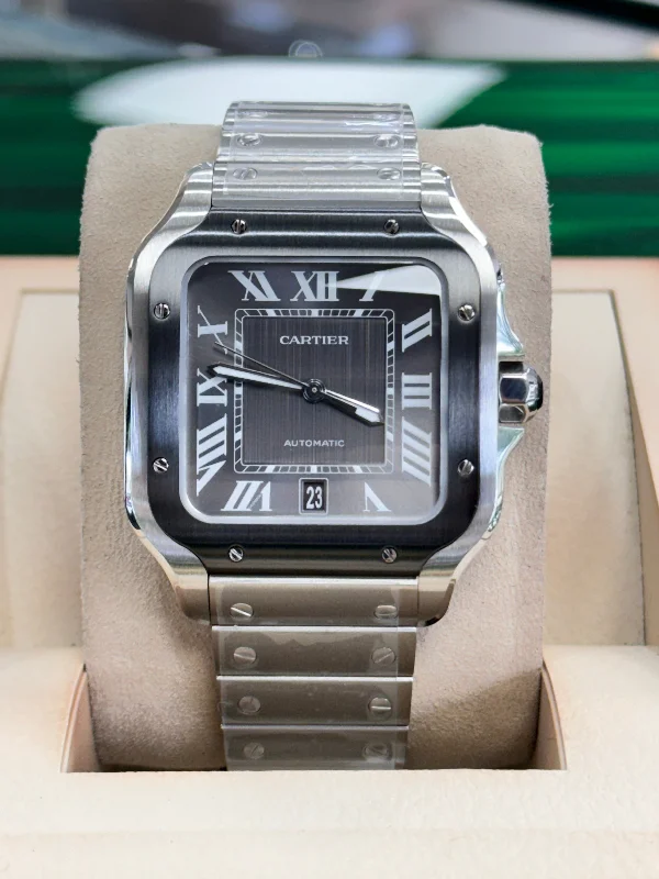 Cartier Santos WSSA0037 Steel ADLC Grey Dial  Box and Papers Unworn