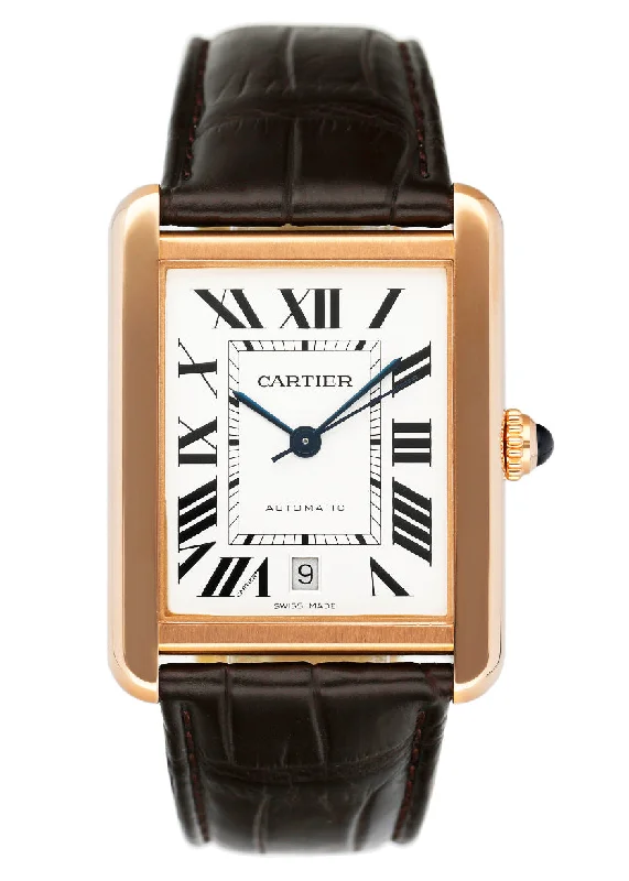 Cartier Tank Solo XL W5200026 18K Rose Gold Mens Watch Box Papers