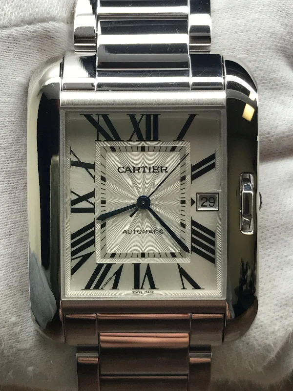 Cartier Tank Anglaise XL W5310025 Silver Roman Dial Automatic Men's Watch