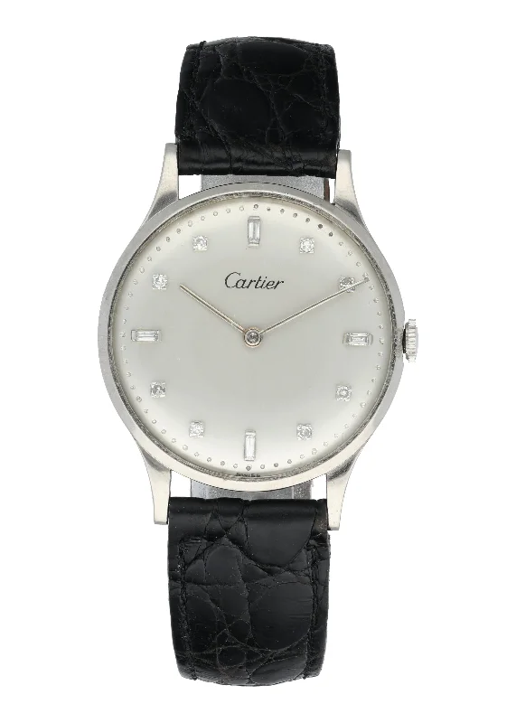 Rare Vintage Cartier Diamond Dial Mens Watch