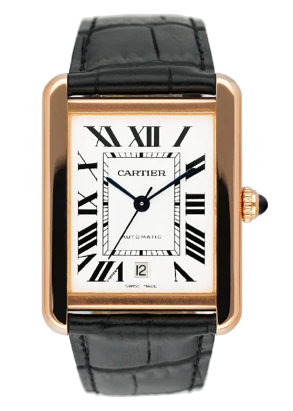 Cartier Tank Solo W5200026 18K Rose Gold Mens Watch Box Papers