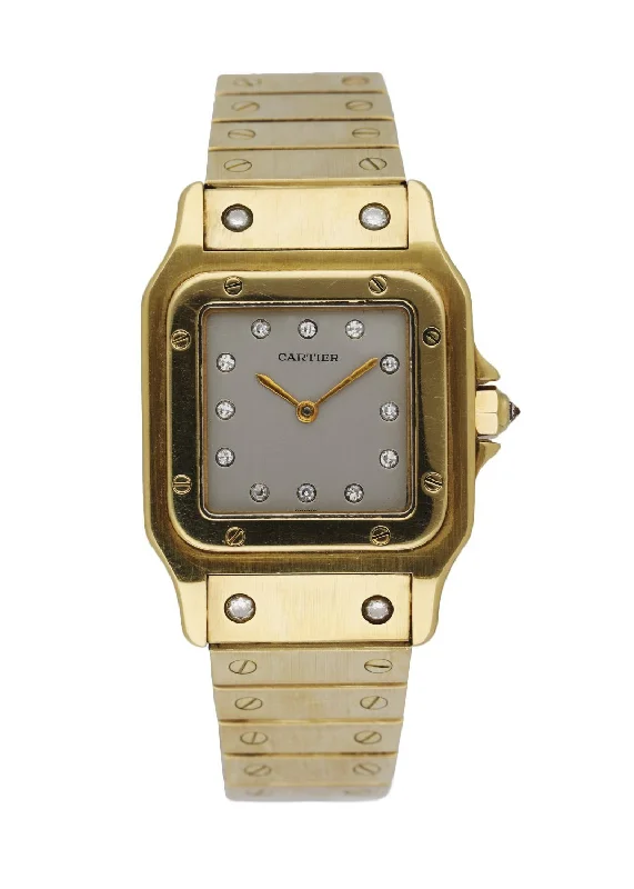 Cartier Santos Galbee 18K Yellow Gold Factory Diamond Dial Automatic Watch