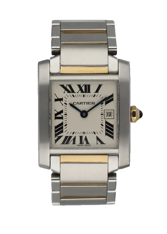 Cartier Tank Francaise 2465 Ladies Midsize Two Tone Watch Box Papers