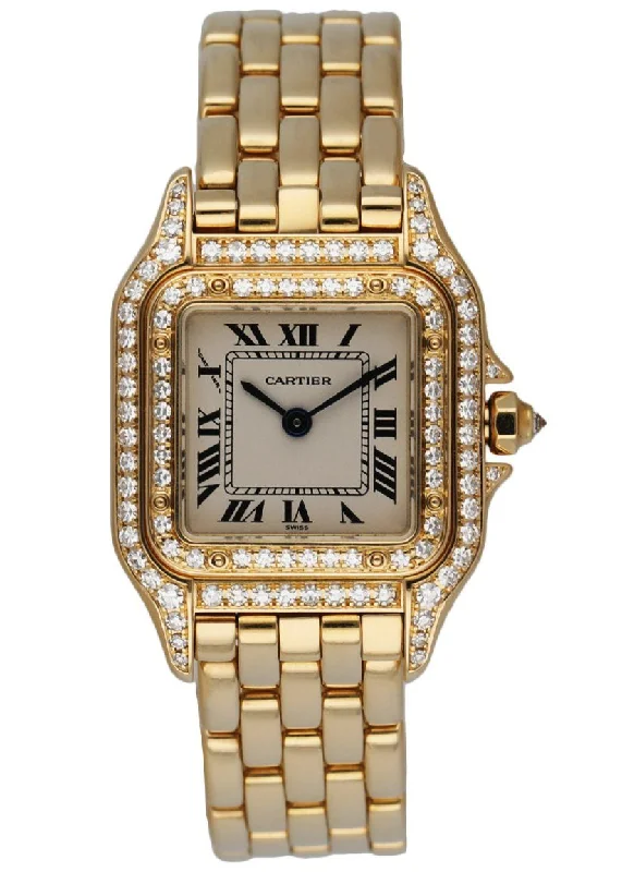 Cartier Panthere 1280-2 18K yellow Gold Diamonds Ladies Watch Box & Papers