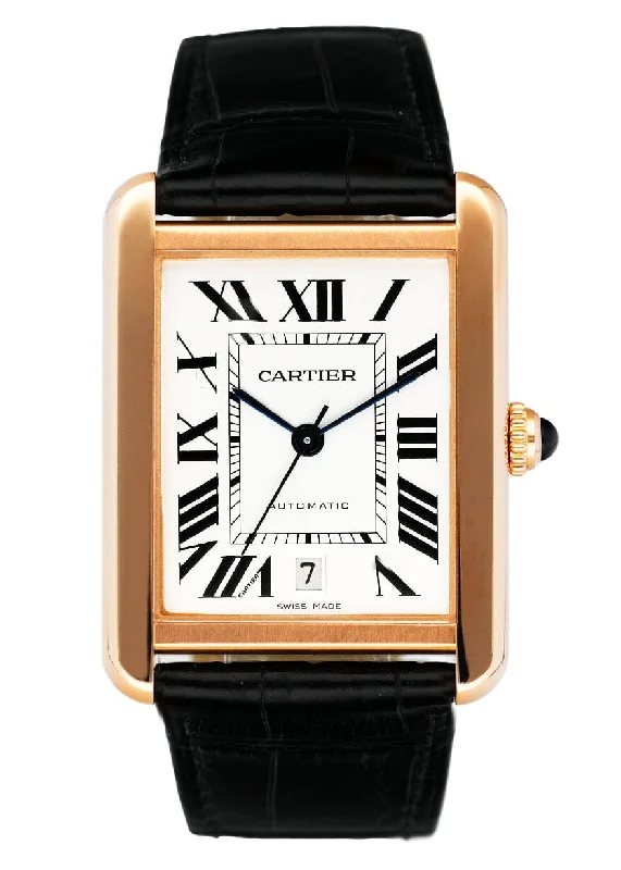 Cartier Tank Solo XL W5200026 18K Rose Gold Mens Watch