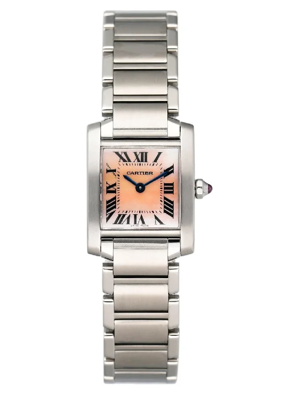 Cartier Tank Francaise W51028Q3 MOP Steel Ladies Watch Box Papers