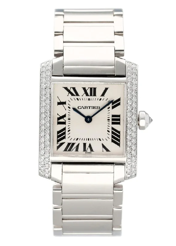 Cartier Tank Francaise WE1009S3 Rhodiumized 18K White Gold Watch