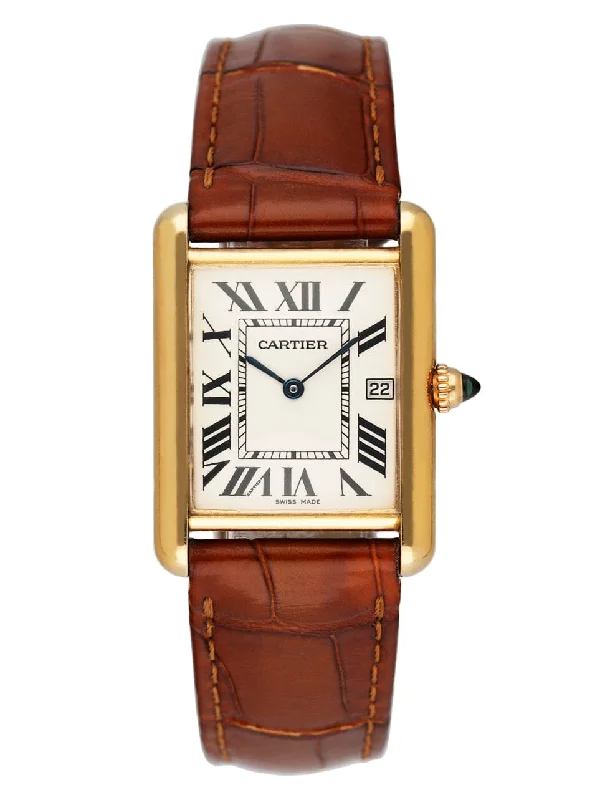 Cartier Tank Louis W1529756 18K Yellow Gold Mens Watch Box Papers