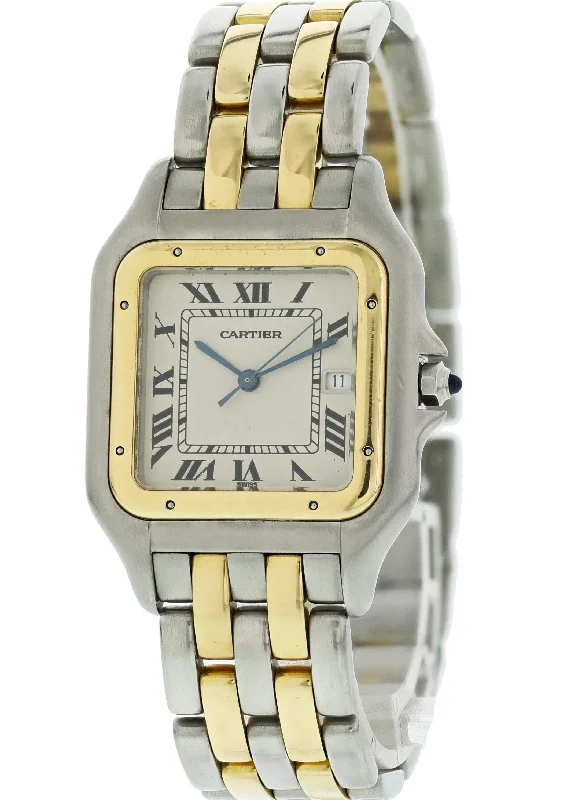 Large Cartier Panthere 8395 18K Yellow Gold Stainless Steel Watch