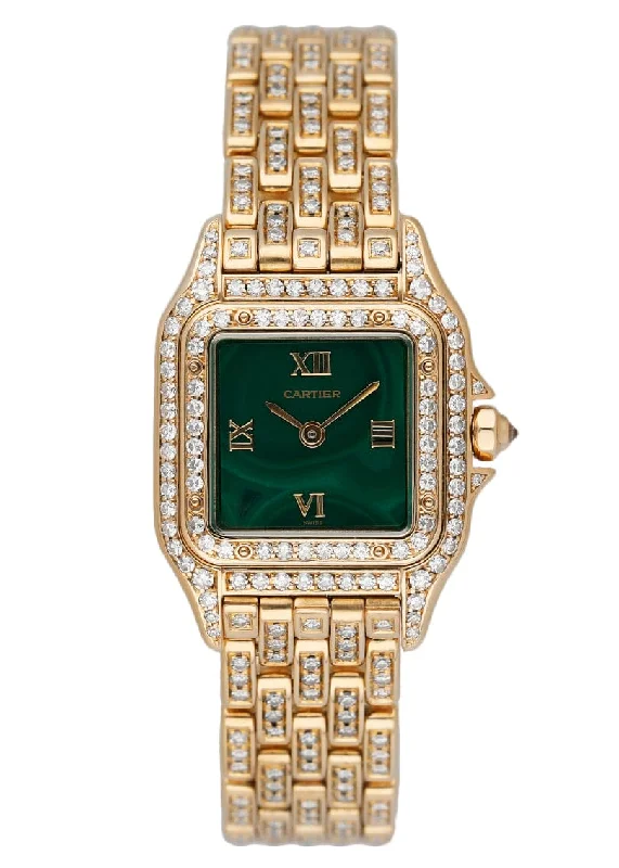 Cartier Panthere WF3072FF Diamond Malachite Dial Ladies Watch