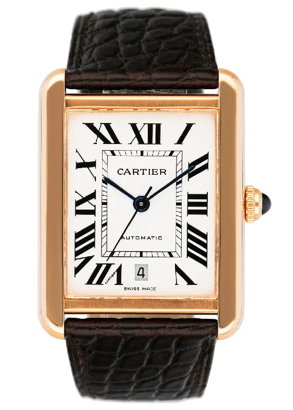 Cartier Tank Solo XL W5200026 18K Rose Gold Mens Watch