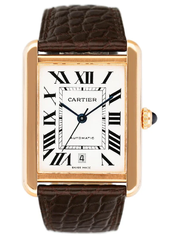 Cartier Tank Solo XL W5200026 18K Rose Gold Mens Watch Box Papers