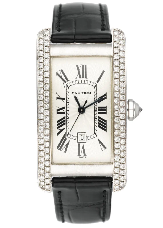 Cartier Tank Americaine W2603656 Diamond Mid Size Ladies Watch Box Papers