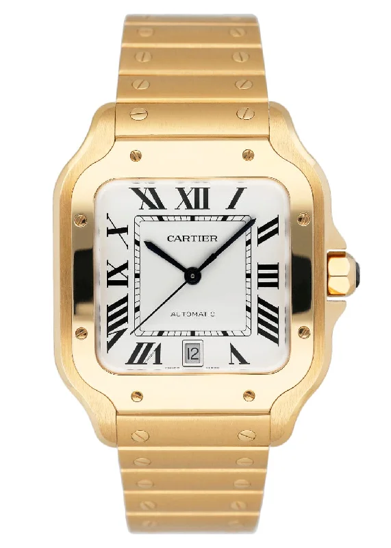 Cartier Santos WGSA0029 Large Yellow Gold Mens Watch Box Papers