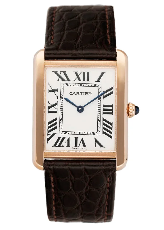 Cartier Tank Solo W5200025 18K Rose Gold Mens Watch