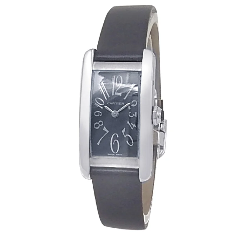 Cartier Tank Americaine 18k White Gold Grey Satin Quartz Grey Ladies Watch W2605129