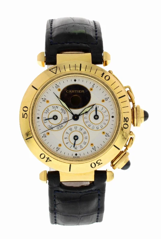 Cartier Pasha 0985 18K Yellow Gold Moonphase Automatic