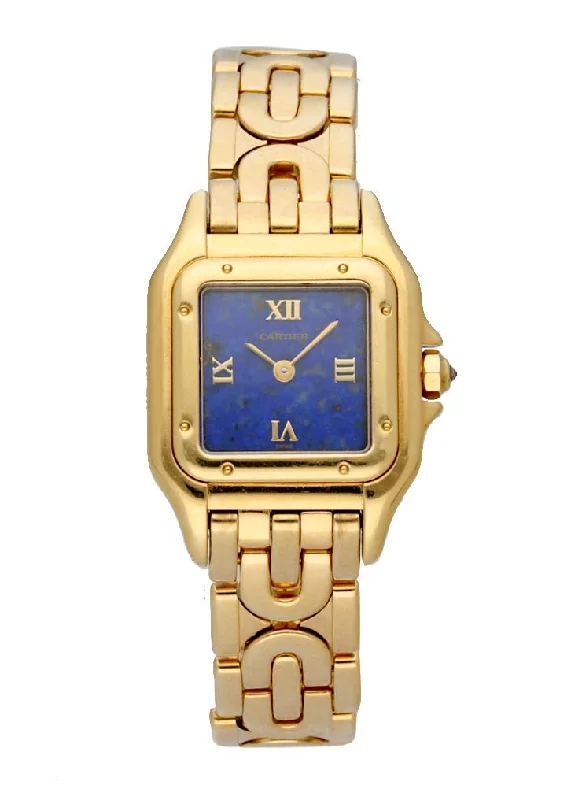 Cartier Panthere 1280/2 Blue Lapis Dial Art Deco Yellow Gold Ladies Watch