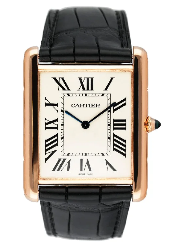 Cartier Tank Louis W1560017 18K Rose Gold Mens Watch