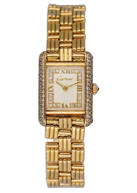 Cartier Tank Louis Paris WA1002A7 Diamond 18K Yellow Gold Ladies Watch