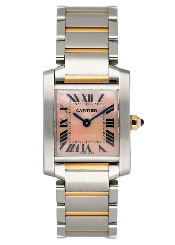 Cartier Tank Francaise W51027Q4 MOP Two-Tone Rose Gold Ladies Watch Box Papers