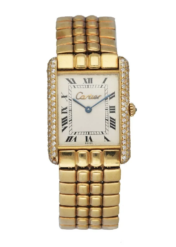 Cartier Tank Louis 18K Yellow Gold Diamond Bezel Ladies Watch