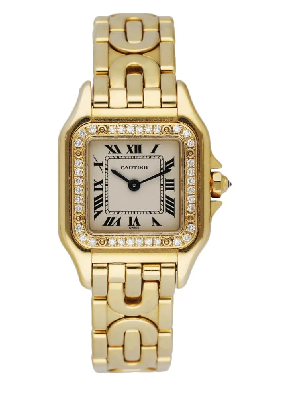 Cartier Panthere 1280 18K Yellow Gold  Diamond Bezel Art Deco Ladies Watch