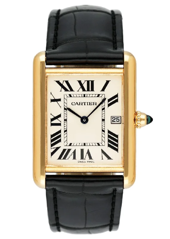 Cartier Tank Louis W1529756 18K Yellow Gold Mens Watch Box Papers