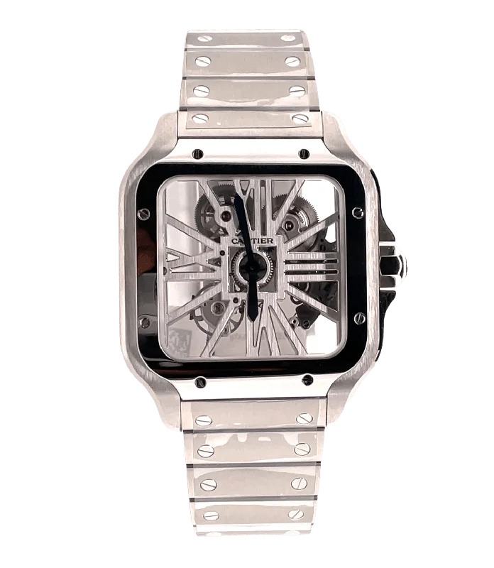 Cartier Santos De Cartier Skeleton 39.8mm Large Steel WHSA0015 Box/Paper UNWORN