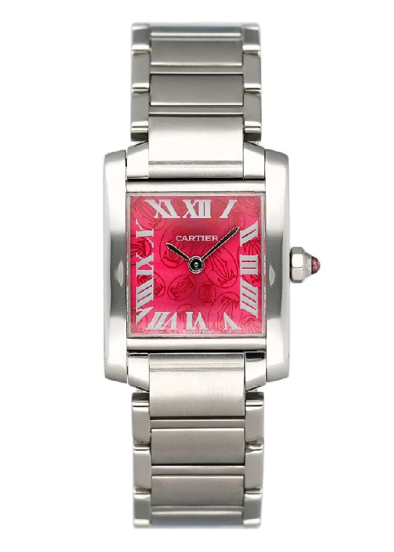 Cartier Tank Francaise W51030Q3 Raspberry Dial Steel Ladies Watch