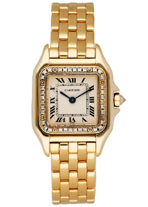 Cartier Panthere 1280 18K Yellow Gold Diamonds Ladies Watch Box Papers