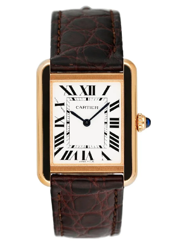 Cartier Tank Solo W5200024 18K Rose Gold Ladies Watch Box Papers