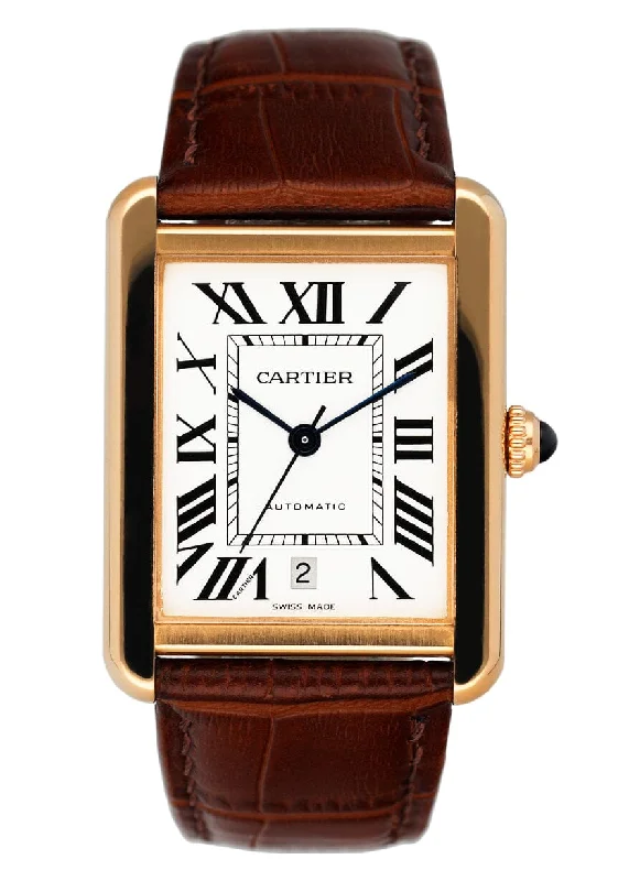 Cartier Tank Solo XL W5200026 18K Rose Gold Mens Watch Box Papers