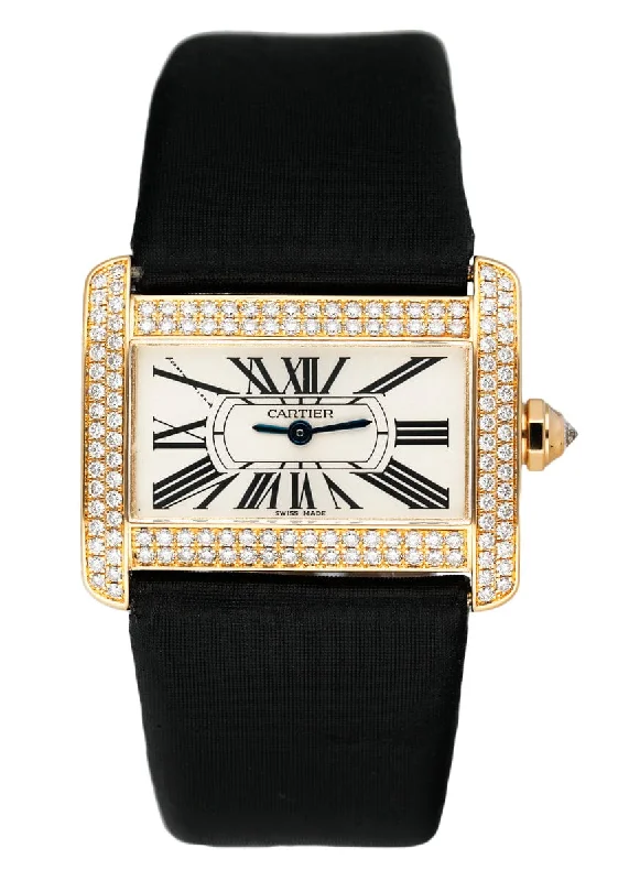 Cartier Tank Divan WA301036 Diamond Yellow Gold Ladies Watch Box Papers