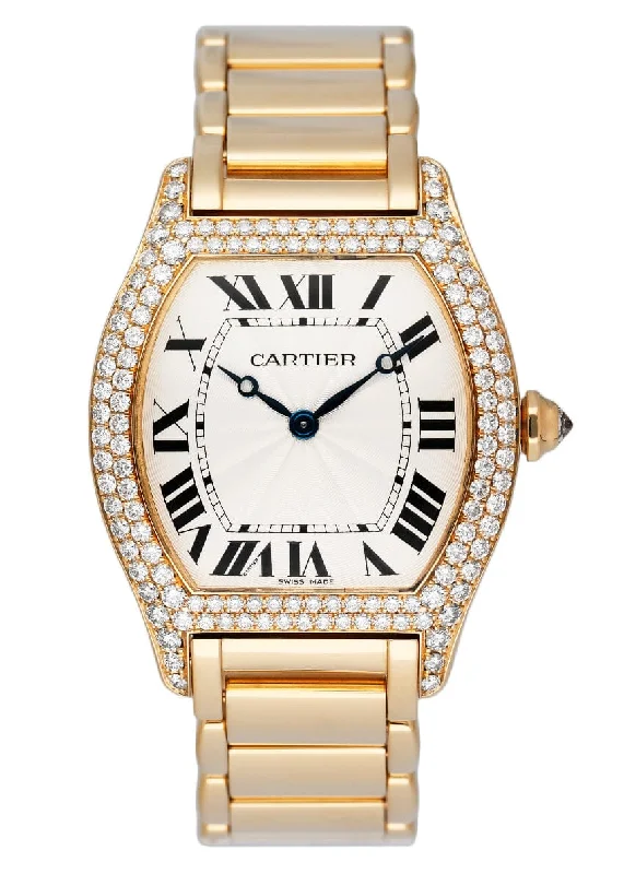 Cartier Tortue Large WA5037W8 Diamond Yellow Gold Mens Watch