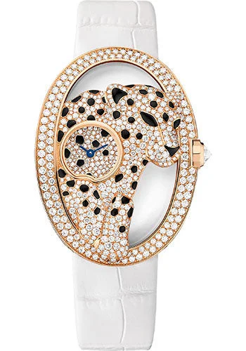 Cartier Panth�re AjourŽe de Cartier Watch - Rose Gold Case - Rose Gold Diamond Dial - White Alligator Strap - HPI00971