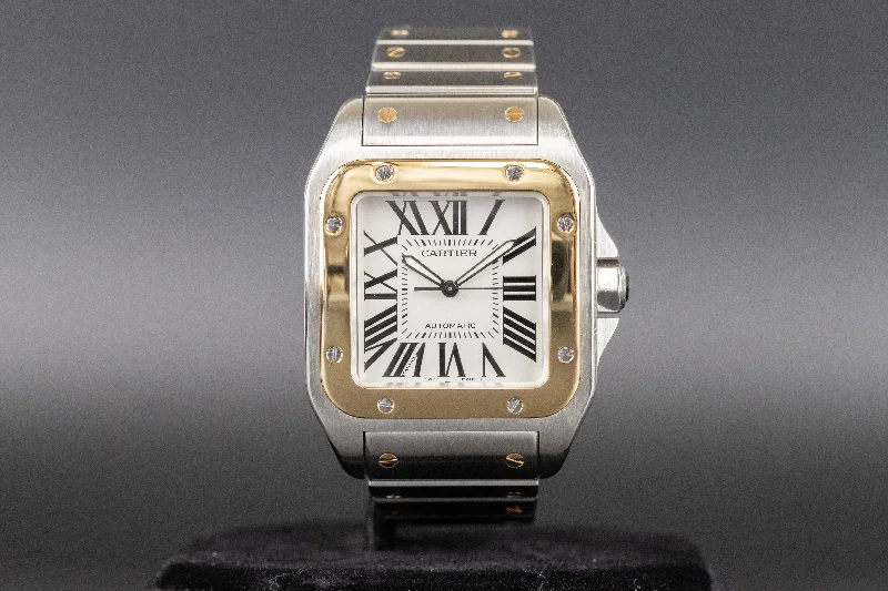 Cartier<br>W200728G Santos 100 XL 18k/Stainless Steel White Dial