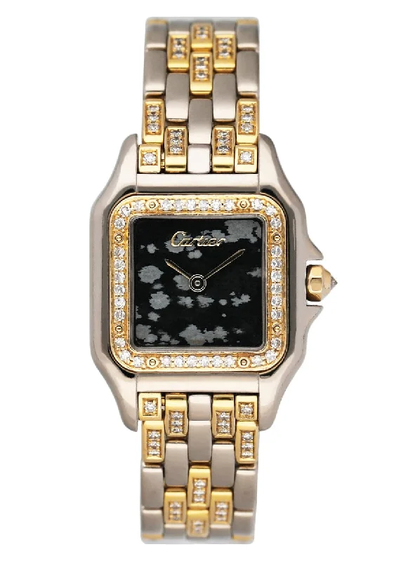 Cartier Panthere WF3052FH Gold Obsidian Stone Ladies Watch